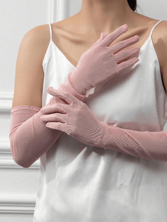 1 Pair Women's Fashionable Simple Mesh Silk Long Gloves Suitable For Decoration, Travel And Party Matching - Lolli World Marketplace