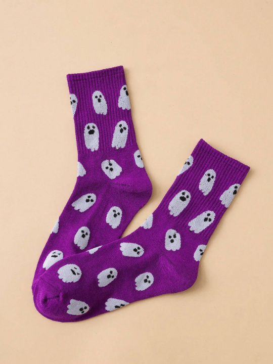 1 Pair Women's Funny Ghost Mid - calf Socks - Lolli World Marketplace