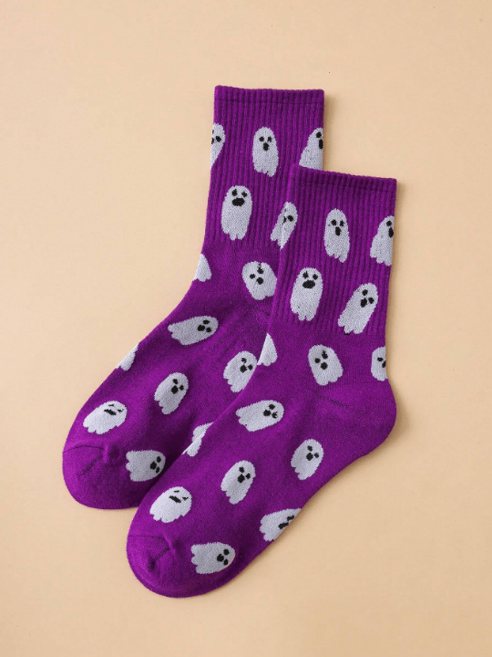 1 Pair Women's Funny Ghost Mid - calf Socks - Lolli World Marketplace