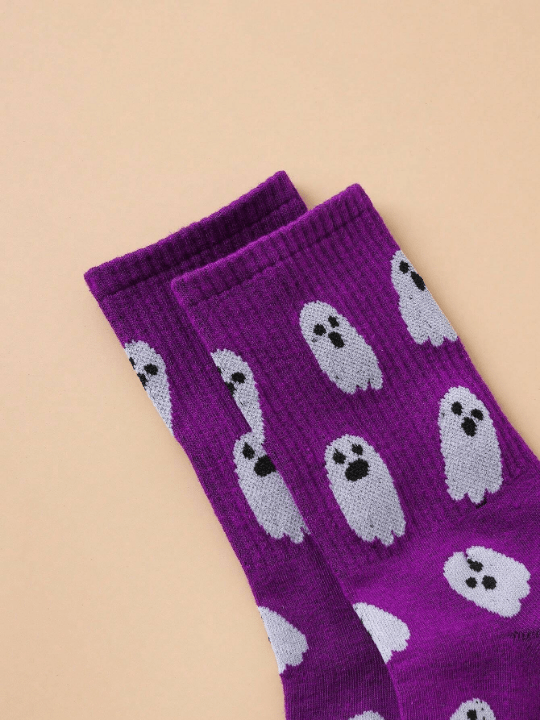 1 Pair Women's Funny Ghost Mid - calf Socks - Lolli World Marketplace