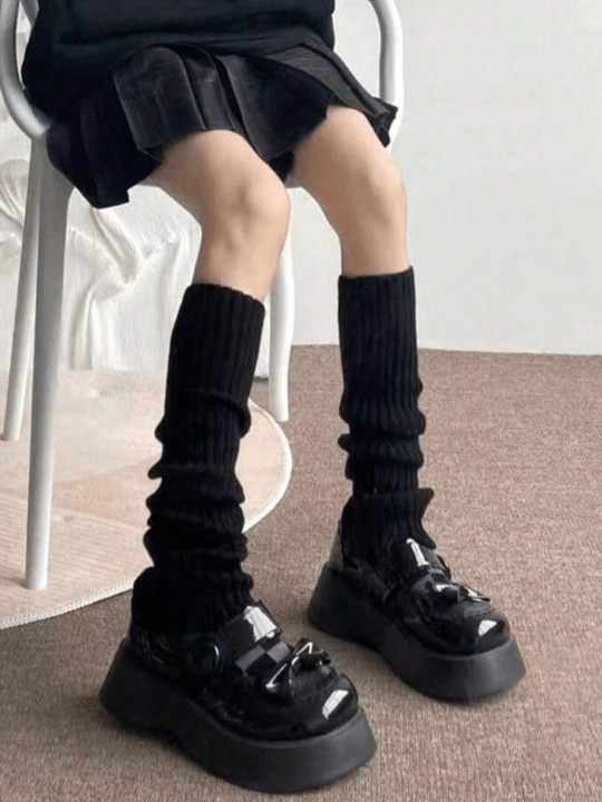 1 Pair Women's Socks, Spring And Autumn Individualistic Black Socks, Small Code Leg Covering Medium Tube Calf Jk Socks, Women's Pile Socks - Lolli World Marketplace