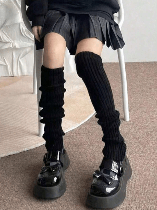1 Pair Women's Socks, Spring And Autumn Individualistic Black Socks, Small Code Leg Covering Medium Tube Calf Jk Socks, Women's Pile Socks - Lolli World Marketplace