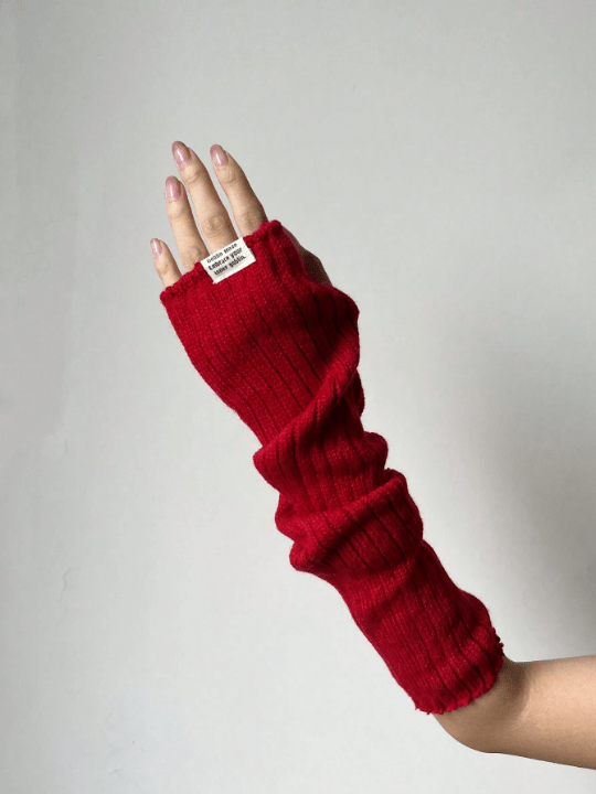 1 Pair Women's Spring/Summer Fashion Y2k Arm Sleeves With Printed Label Decor And Cut - Out Design Gothic/Punk Style Knit Gloves, Suitable For Cosplay/Party/Date/Music Festival - Lolli World Marketplace