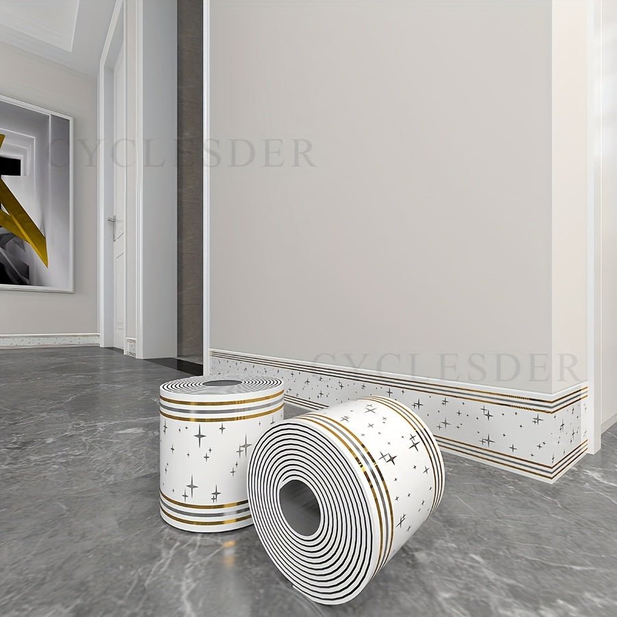 1 Roll, 197 inches x 3.94 inches, Large Roll Thickened Version, European Style Marble Tile Panel Wallpaper, Self - Adhesive PVC Faux Brick, Peel and Stick, DIY Removable No Residue, Waterproof, Wear - Resistant, Long Lifespan, Bedroom Corner Decoration, Walls