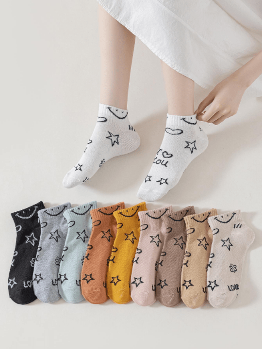 10pairs Star Pattern Ankle Socks - Lolli World Marketplace