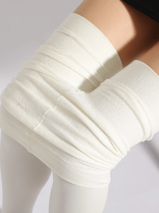 1200D Plush Lined White Tights - Lolli World Marketplace