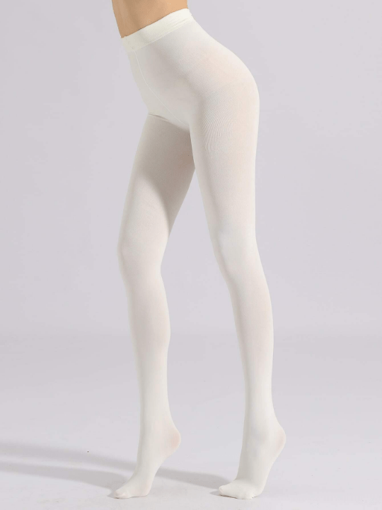 1200D Plush Lined White Tights - Lolli World Marketplace