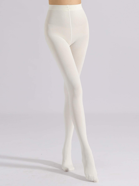 1200D Plush Lined White Tights - Lolli World Marketplace