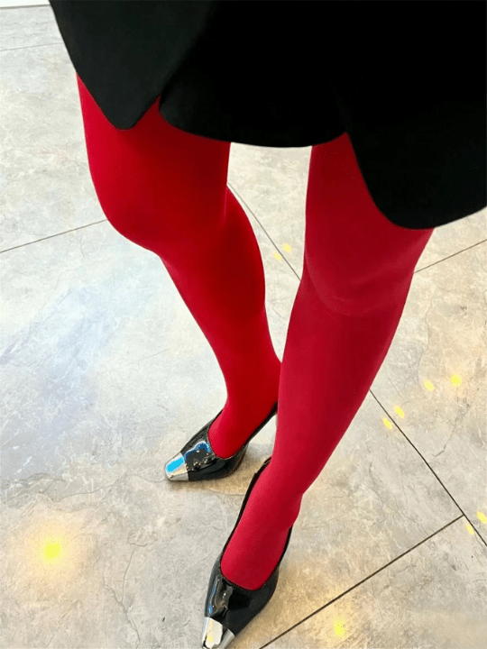120d Thin Velvet Red Tights For Women, Anti - Hook Silk Pantyhose, Spring/Autumn - Lolli World Marketplace