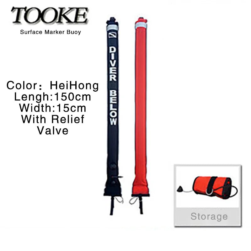 1.2M/1.5M/1.8M Professional High Quality Scuba Diving Inflatable Safety Sausage Signal Tube Surface Buoy (SMB) Diver Below