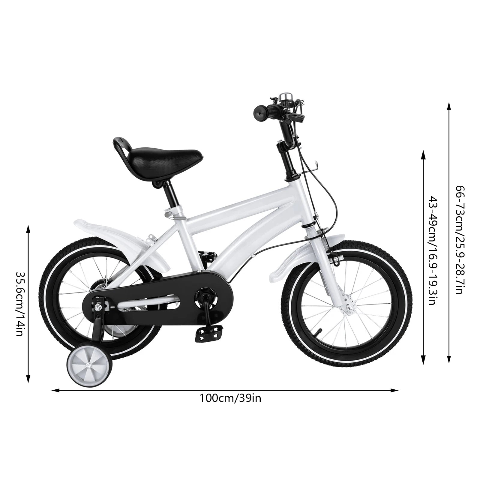 14" Kids Bike with Training Wheels Adjustable Seat & Handlebars Carbon Steel Children Bicycle for Boys Girls Ages 3 - 5