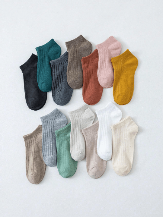 14pairs Solid Ankle Socks - Lolli World Marketplace