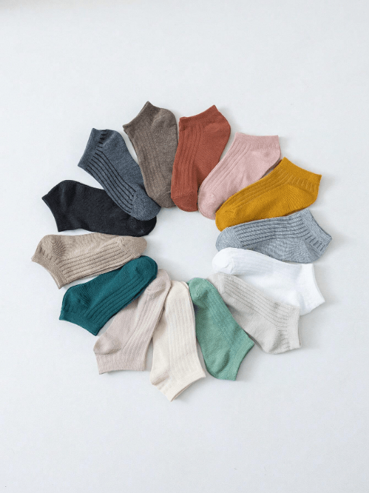 14pairs Solid Ankle Socks - Lolli World Marketplace