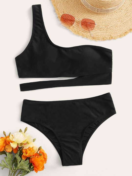 Swim Vcay Cut-out One Shoulder Bikini Swimsuit