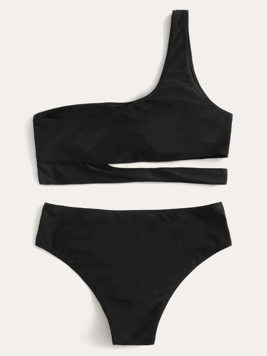 Swim Vcay Cut-out One Shoulder Bikini Swimsuit