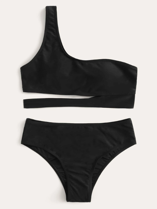 Swim Vcay Cut-out One Shoulder Bikini Swimsuit