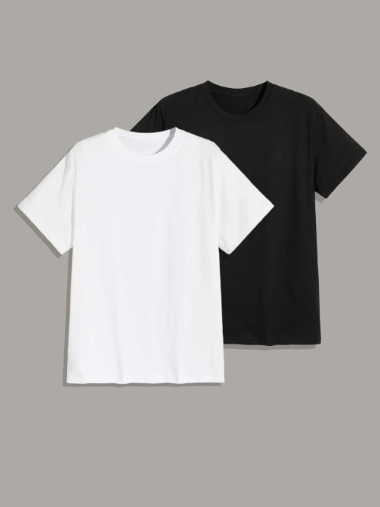 Manfinity Basics Men 2pcs Round Neck Tee