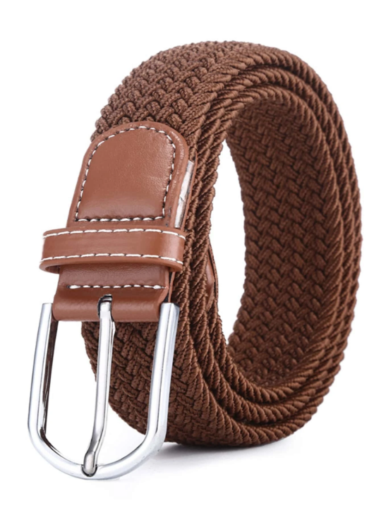 1pc Men Elastic Woven Belt Hole-Free Business Casual Golf Belt