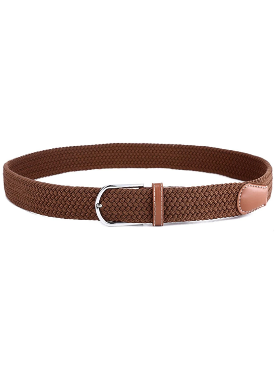 1pc Men Elastic Woven Belt Hole-Free Business Casual Golf Belt