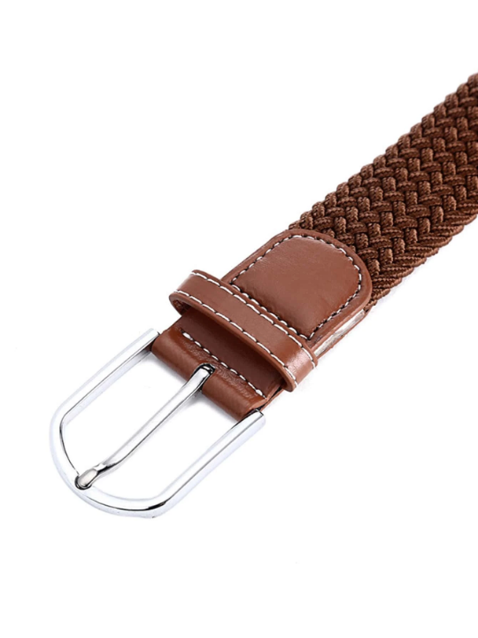 1pc Men Elastic Woven Belt Hole-Free Business Casual Golf Belt