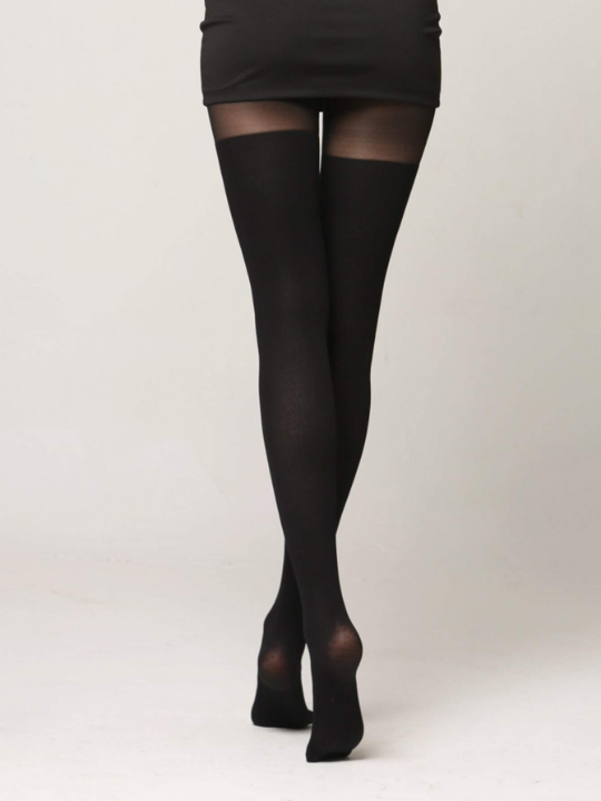 Simple Plain Black Tights For Women