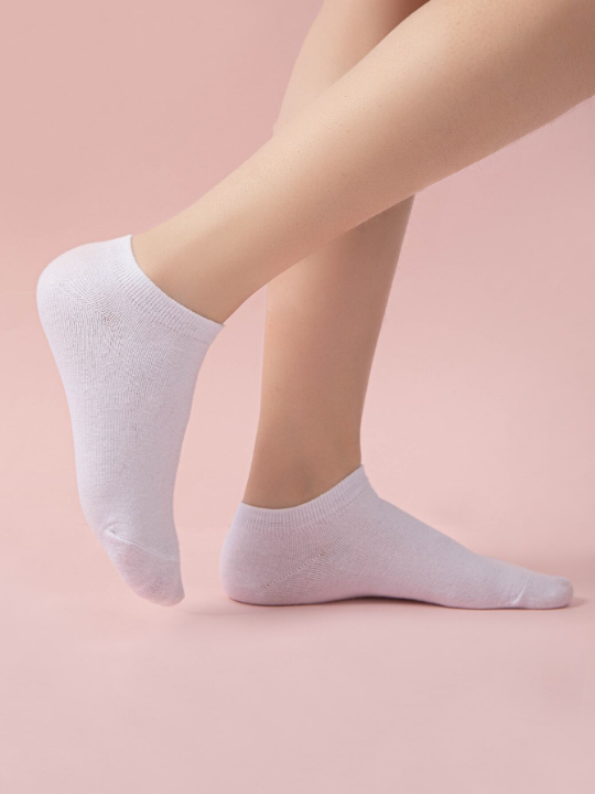 5pairs Solid White Ankle Socks