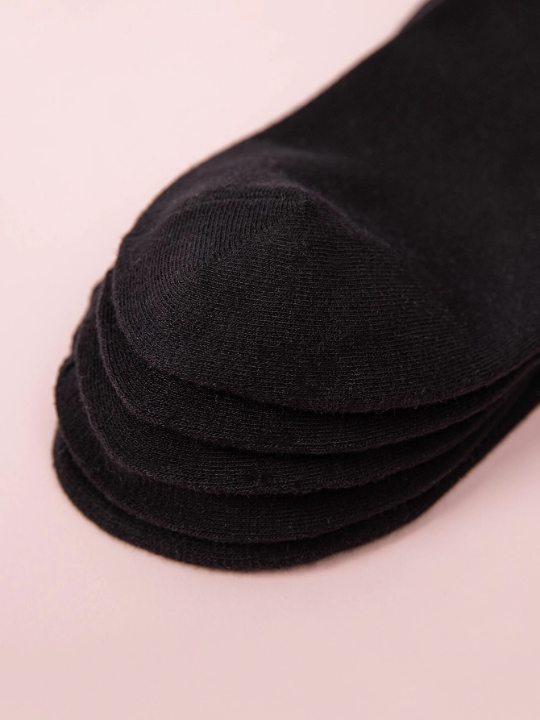 5pairs Solid Black Ankle Socks