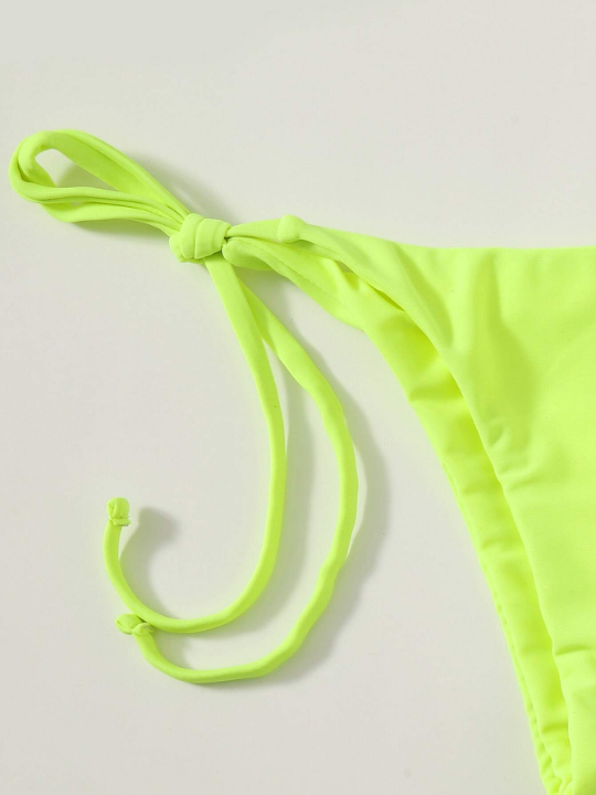 Swim Vcay 3pack Neon Lime Triangle Bikini Swimsuit With Beach Skirt