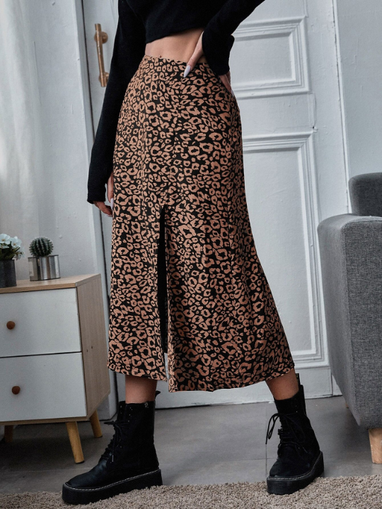 Essnce All Over Print Split Thigh Skirt