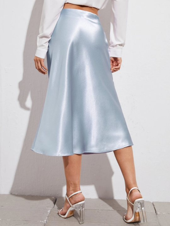 BAE Zipper Side Solid Satin Skirt