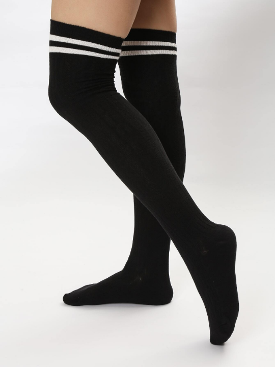 Striped Over The Knee Thigh High Socks