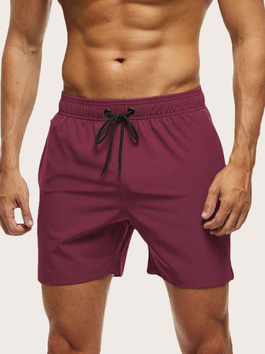 Manfinity Swimmode Men Zip Pocket Drawstring Waist Swim Trunks