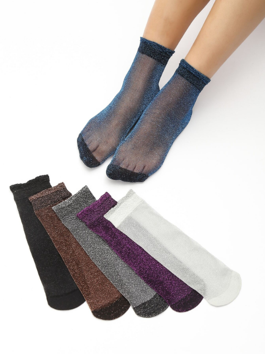 6pairs Sheer Crew Socks