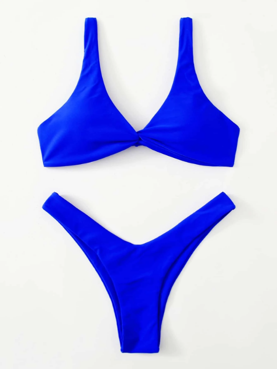 Swim Vcay Twist Front High Cut Bikini Swimsuit