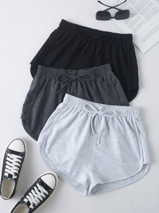 3 Pack Tie Front Track Shorts