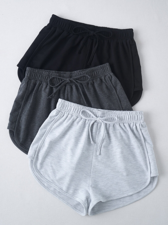 3 Pack Tie Front Track Shorts