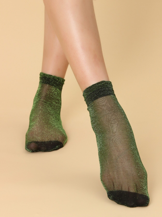 6pairs Glitter Detail Crew Socks