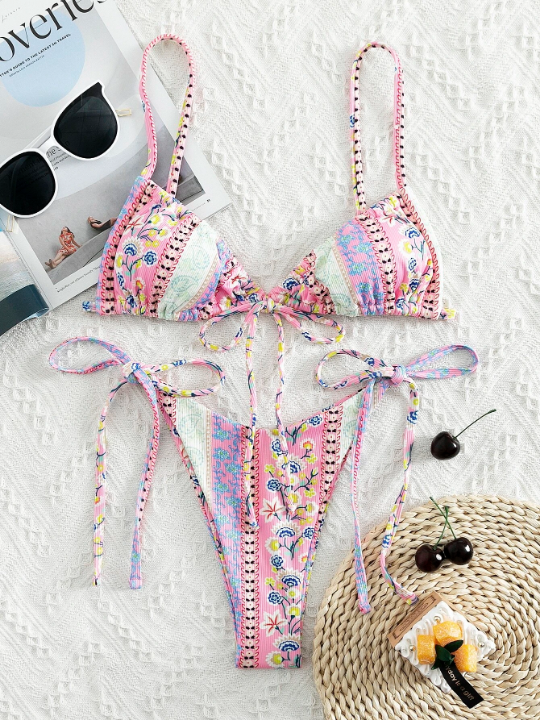 Swim BohoFeel Paisley & Ditsy Floral Tie Side Bikini Swimsuit