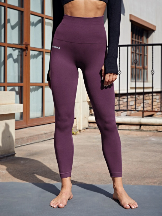 Sport Seamluxe Letter Graphic Gym Tights Seamless High Stretch Tummy Control Yoga Leggings