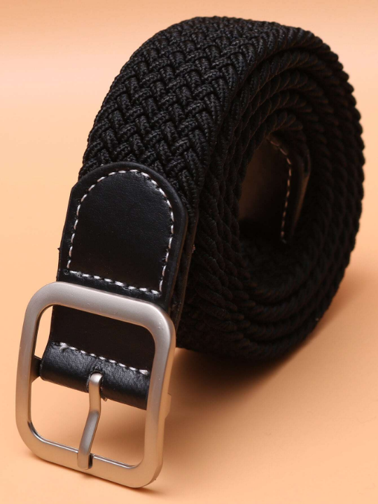 Men Square Buckle Woven Belt For All Seasons