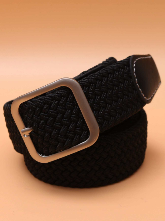 Men Square Buckle Woven Belt For All Seasons