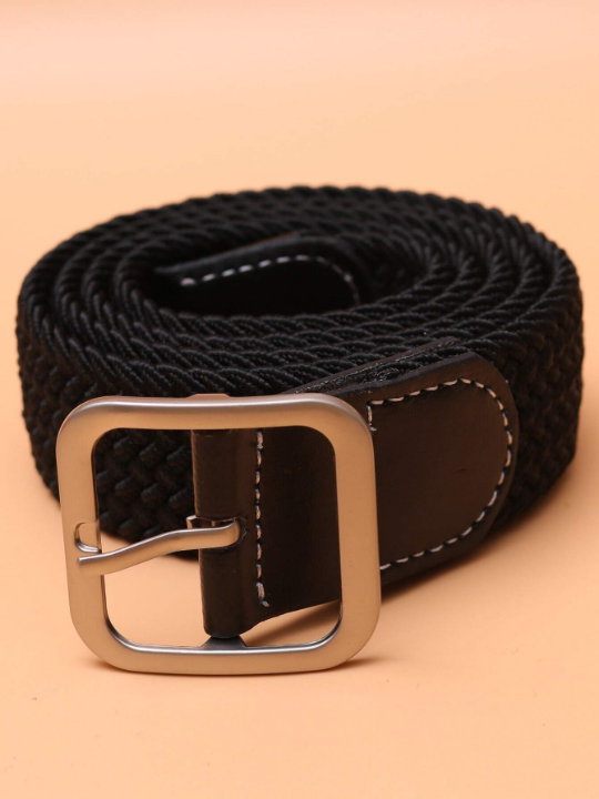 Men Square Buckle Woven Belt For All Seasons