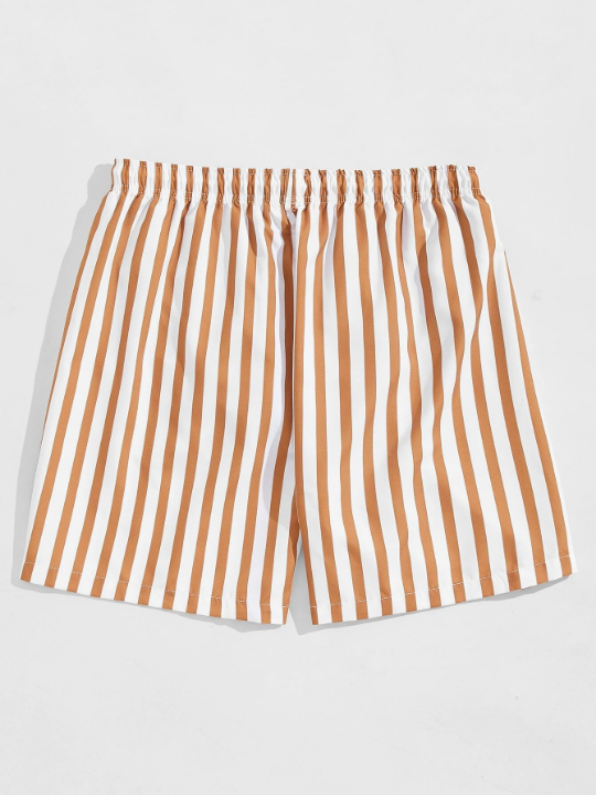 Manfinity Swimmode Men Striped Print Drawstring Waist Swim Trunks