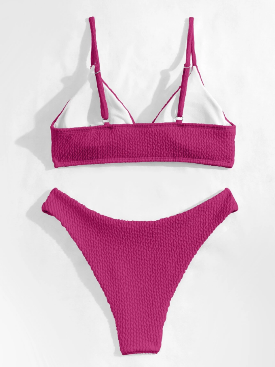 Swim Vcay Plain Textured Bikini Swimsuit