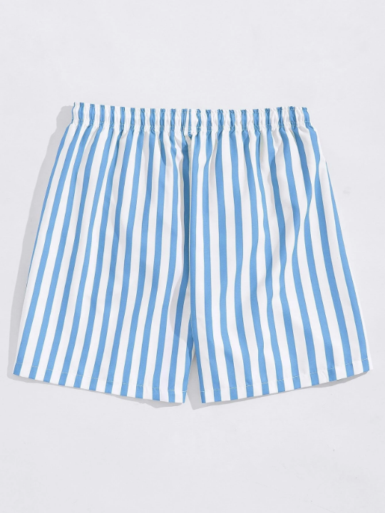 Manfinity Swimmode Men Striped Print Drawstring Waist Swim Trunks