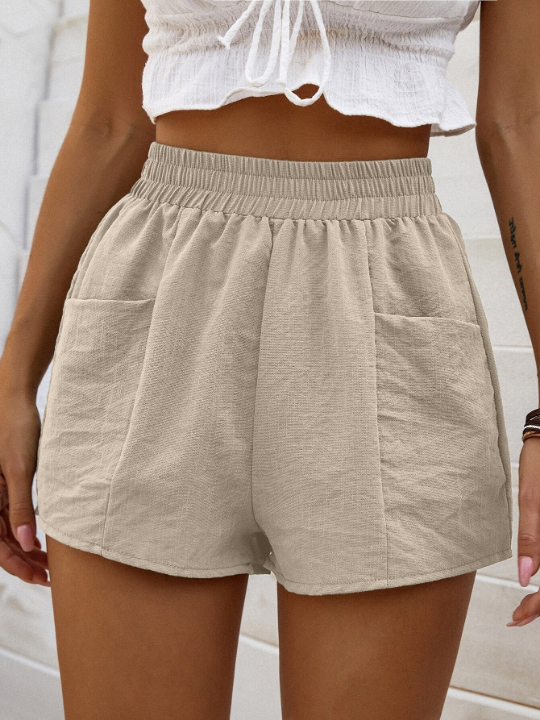 VCAY Solid Wide Leg Shorts