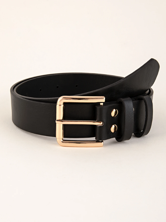 1pc Square Buckle PU Leather Belt