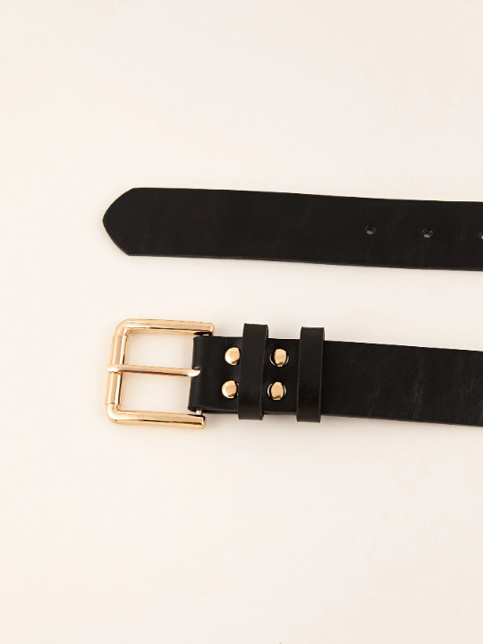 1pc Square Buckle PU Leather Belt