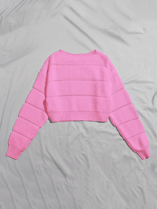 Ribbed Knit Solid Crop Sweater