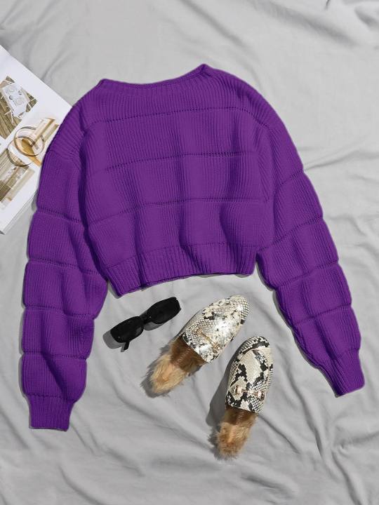 Essnce Ribbed Knit Solid Crop Sweater